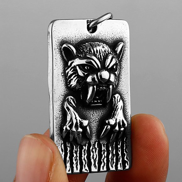 Domineering Saber-toothed Tiger Beast Tiger Stainless Steel Necklace, GP1231428 - Picture 2 of 7